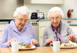 Two old women having a meal